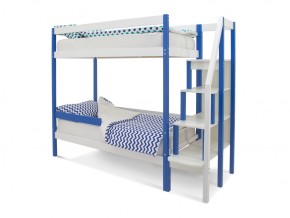Двухъярусная кровать Svogen с бортиком синий-белый в Снежинске - snezhinsk.mebel74.com | фото