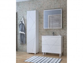 Комплект мебели в ванную Geometry 800 белый с пеналом в Снежинске - snezhinsk.mebel74.com | фото