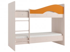 Кровать 2-х ярусная Мая на латофлексах млечный дуб, оранжевая в Снежинске - snezhinsk.mebel74.com | фото 1