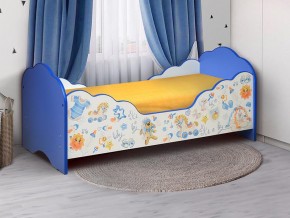 Кровать детская с бортом Малышка №3 700*1400 синяя в Снежинске - snezhinsk.mebel74.com | фото