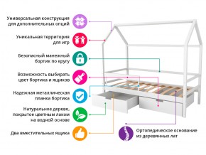 Кровать-домик Svogen с фото с ящиками и бортиком бежевый/зверята в Снежинске - snezhinsk.mebel74.com | фото 2