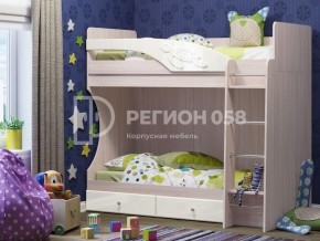 Кровать двухъярусная Бемби МДФ Белый глянец в Снежинске - snezhinsk.mebel74.com | фото