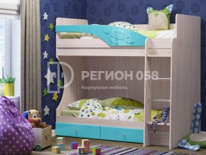 Кровать двухъярусная Бемби МДФ Бирюза металлик в Снежинске - snezhinsk.mebel74.com | фото