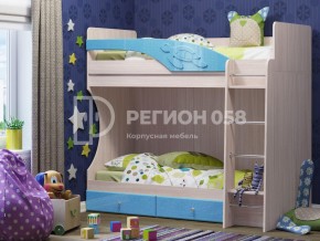 Кровать двухъярусная Бемби МДФ Голубой металлик в Снежинске - snezhinsk.mebel74.com | фото