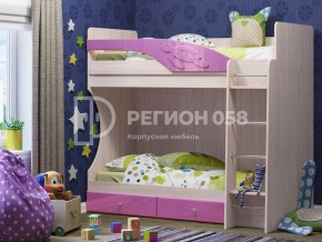 Кровать двухъярусная Бемби МДФ Лиловый металлик в Снежинске - snezhinsk.mebel74.com | фото 1
