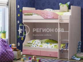 Кровать двухъярусная Бемби МДФ Розовый металлик в Снежинске - snezhinsk.mebel74.com | фото 1
