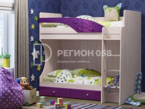 Кровать двухъярусная Бемби МДФ Сиреневый металлик в Снежинске - snezhinsk.mebel74.com | фото