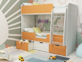 Кровать двухъярусная Малыш двойняшка винтерберг-оранжевый в Снежинске - snezhinsk.mebel74.com | фото