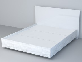 Кровать Эго арт. 031-М1 1600 бетон светлый/белый глянец в Снежинске - snezhinsk.mebel74.com | фото