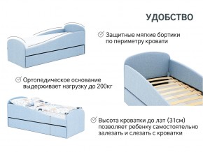 Кровать с ящиком Letmo небесный (рогожка) в Снежинске - snezhinsk.mebel74.com | фото 14