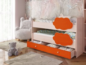 Кровать Соник с ящиком млечный дуб-оранж в Снежинске - snezhinsk.mebel74.com | фото