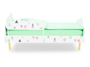 Кровать Stumpa Облако с бортиком рисунок Домики розовый, бирюзовый в Снежинске - snezhinsk.mebel74.com | фото 3