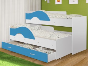 Кровать выкатная Радуга с ящиком 80х160 белая-голубой в Снежинске - snezhinsk.mebel74.com | фото