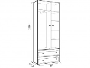Шкаф ДМ 800 с 2 ящиками дуб млечный-венге в Снежинске - snezhinsk.mebel74.com | фото 3