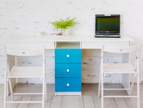 Стол письменный двухместный В 5 голубой в Снежинске - snezhinsk.mebel74.com | фото 1