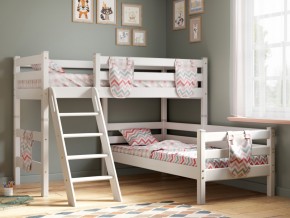 Угловая кровать Соня Вариант 8 с наклонной лестницей белая в Снежинске - snezhinsk.mebel74.com | фото 1